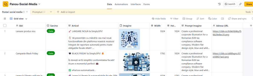 Scenariu Make.com cu router: Airtable, Claude și Gemini generează text și imagini, apoi le scriu înapoi în Airtable