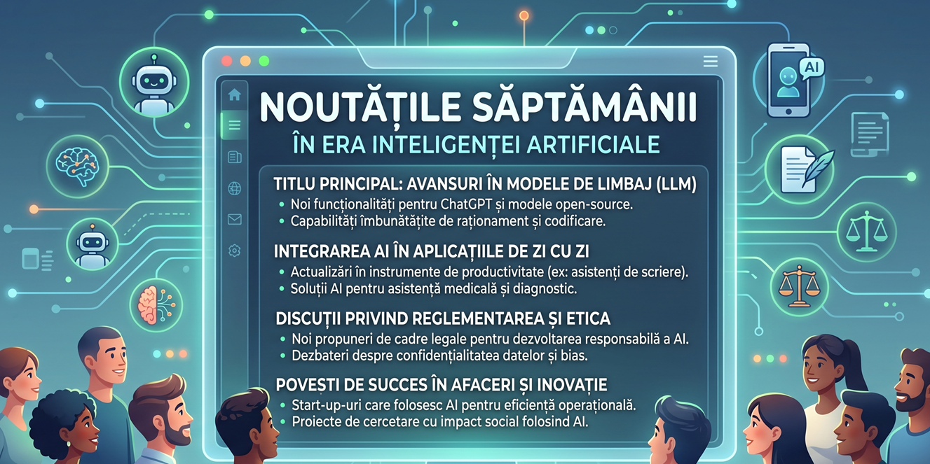 Panou cu noutățile săptămânii în AI: modele de limbaj, aplicații zilnice, reglementare și povești de succes